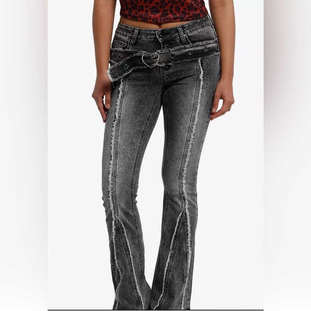 Hot Topic faded black distressed flare jeans new without tags